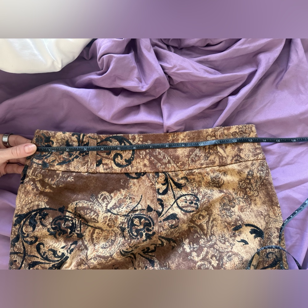 Sharagamo Y2K Brown Velvet Low Rise Flare Pants Baroque Boho 2000s - Picture 6 of 8